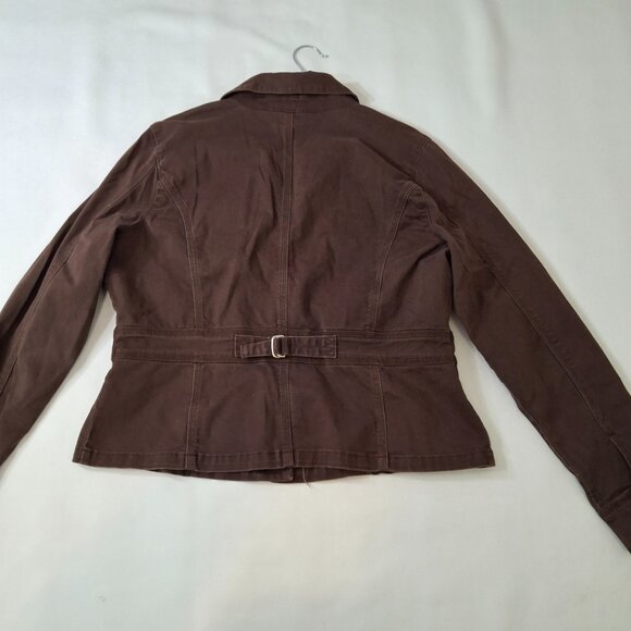 Vintage Cropped Utility Jacket Sz L Cotton Sun Bleached Brown Cozy Casual - Picture 5 of 15